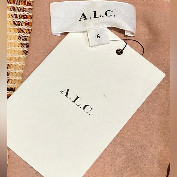 NWT A.L.C. Amina Nude Peach Multi Print Handkerchief Hem Silk Maxi Dress - Sz 6 - Picture 8 of 10